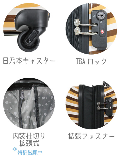 カピバラさん しましま~ん柄 拡張式スーツケース </br>好評発売 カピバラさん しましま~ん柄 拡張式スーツケース </br>好評発売