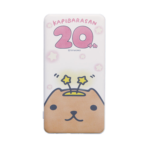 [カピバラさん20周年]USB/USB Type-C 4000mAh リチウムイオンポリマー充電器 2.1A　グリーン/ホワイト
