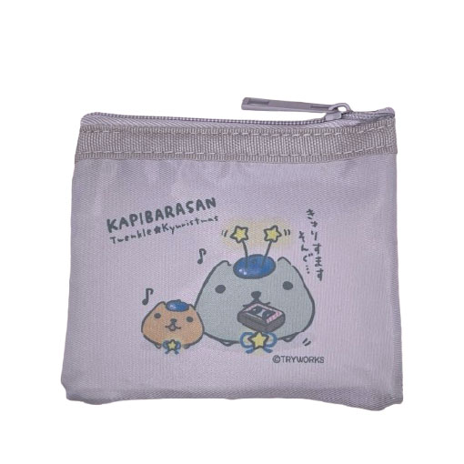 イベント限定・カピバラさん　メッシュコンパクトポーチ（オフホワイト/サックスブルー/ブラウン）